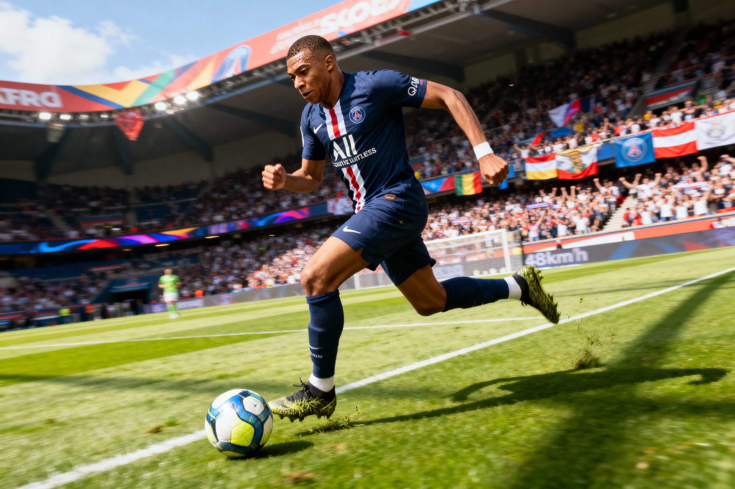pexels-michal-pech-213601-757318 (1) Un joueur de football en plein sprint sur le terrain, avec un ballon près de lui et des spectateurs en arrière-plan.