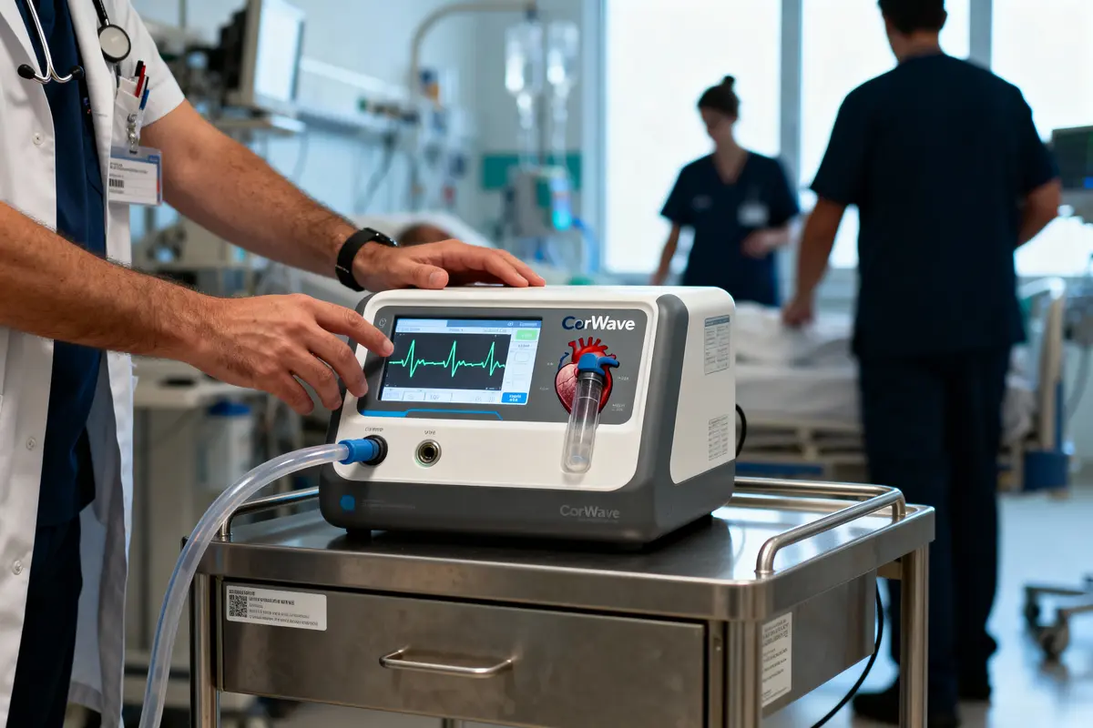 pexels-michal-pech-213601-757318 (1) Personnel médical utilisant un appareil médical CerWave, affichant un électrocardiogramme, dans un environnement hospitalier.