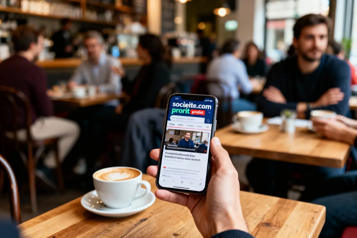 pexels-michal-pech-213601-757318 (1) Personne tenant un smartphone affichant un site web, dans un café animé avec des gens en arrière-plan.