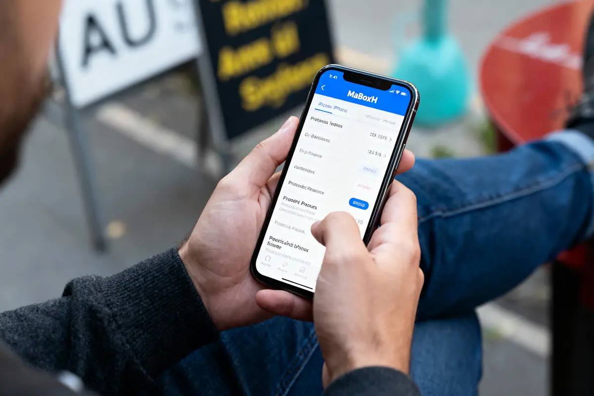 pexels-michal-pech-213601-757318 (1) Personne utilisant un smartphone affichant des données financières dans une application avec une interface bleue et blanche.