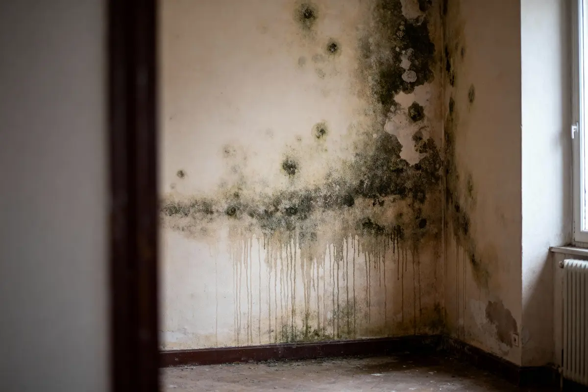 pexels-michal-pech-213601-757318 (1) Mur de pièce avec moisissure noire, près d'une fenêtre. Moisissure s'étend sur les deux murs adjacents.