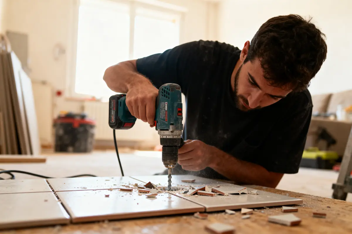 pexels-michal-pech-213601-757318 (1) Homme utilisant une perceuse pour percer des carreaux dans une pièce en rénovation.