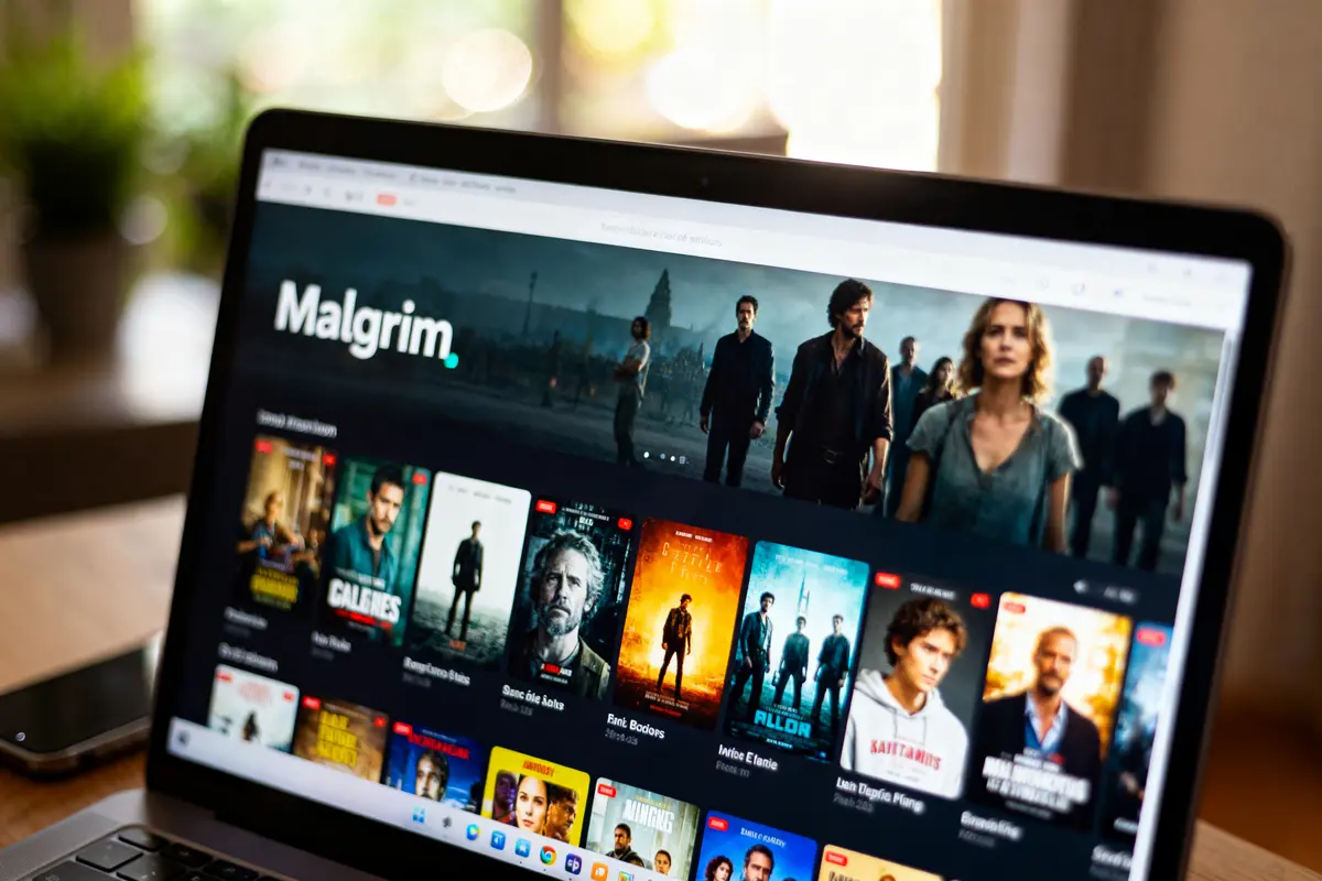 pexels-michal-pech-213601-757318 (1) Écran d'ordinateur affichant l'interface d'une plateforme de streaming avec des films et séries visibles.